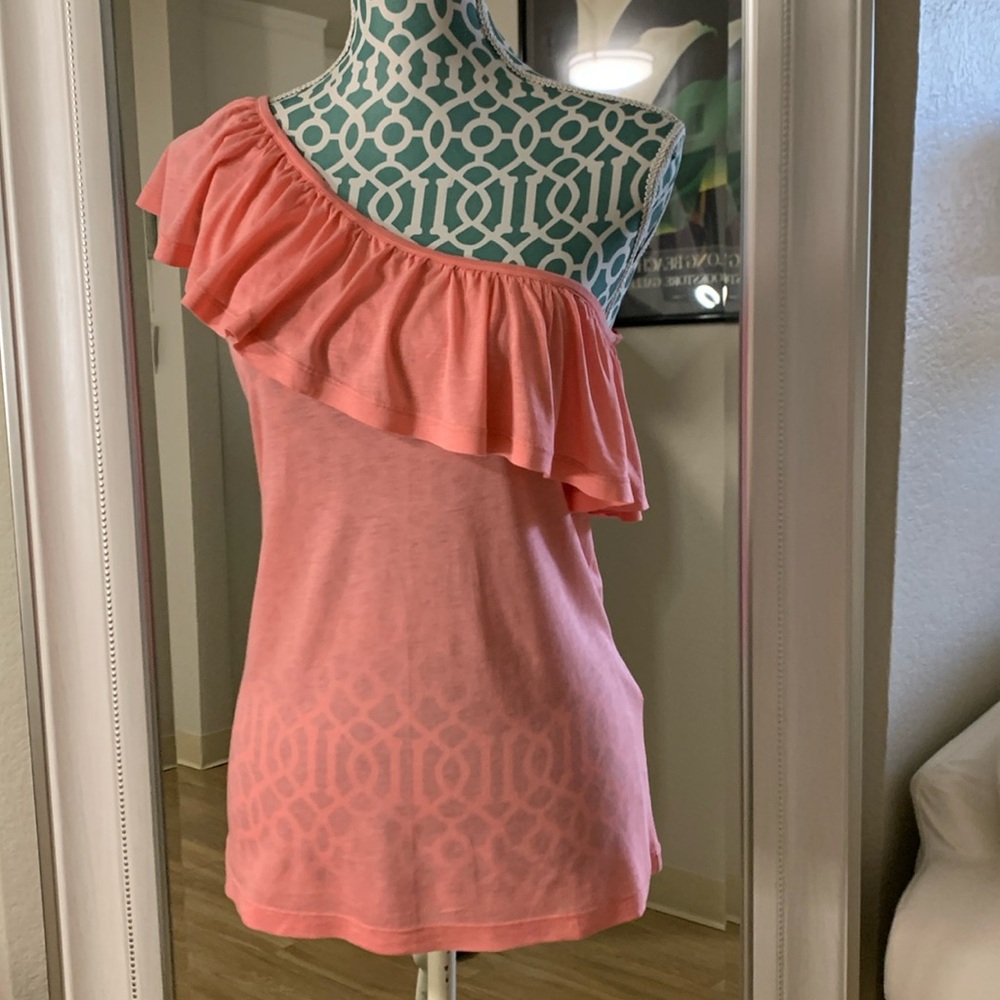 French Connection one shoulder ruffled top
